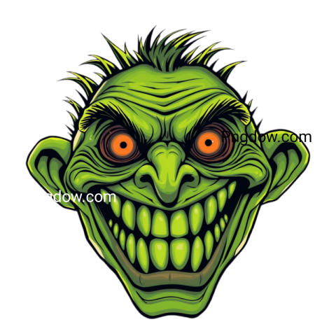 green scary troll face png image free download