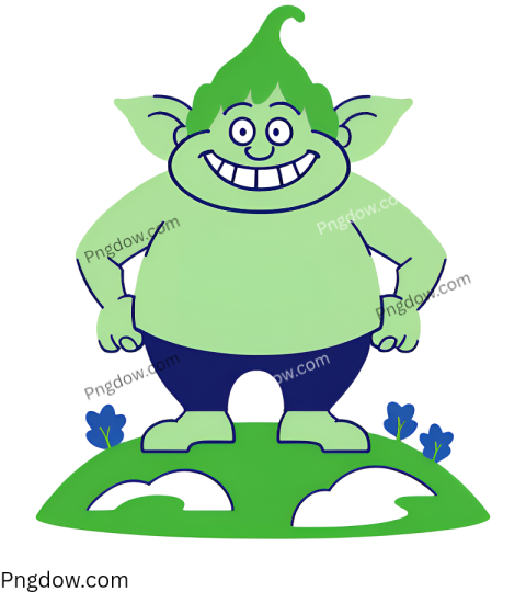 Free Cartoon Troll Face PNG - Green Hair Funny Monster