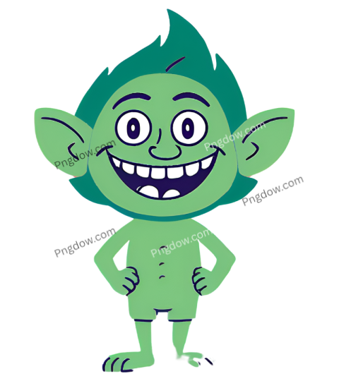 Cute Green Cartoon Troll Face PNG - Free Download