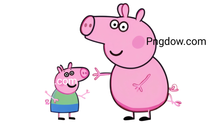 Peppa Pig and her brother, George, smiling together in a colorful scene, showcasing their playful bond