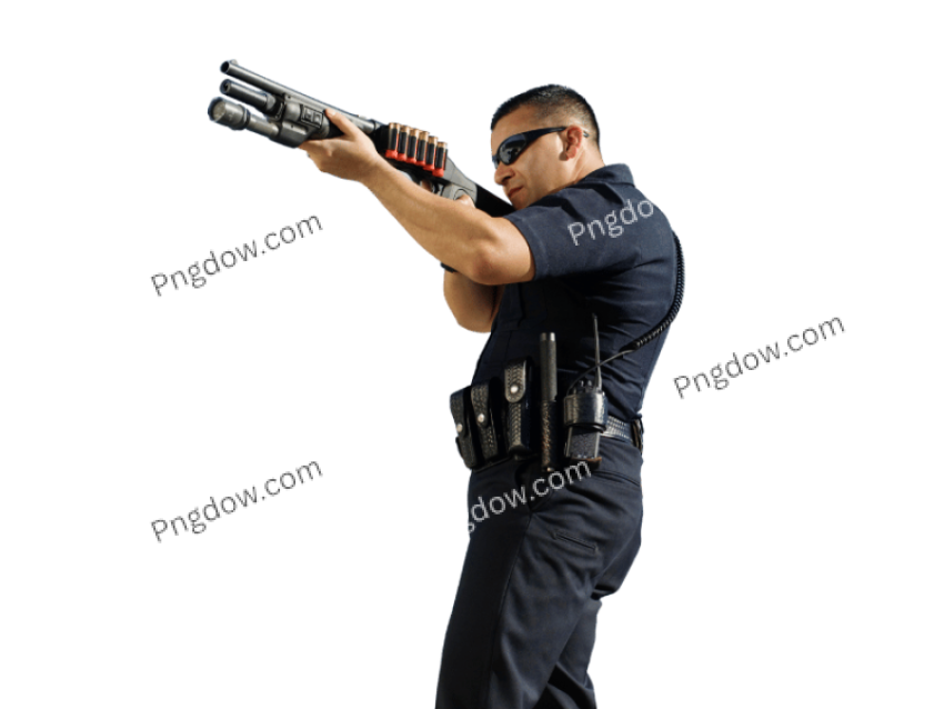 Police Officer PNG – Tactical Pose with Shotgun and Gear