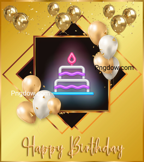 Free illustration | Happy birthday banner background design with golden balloon