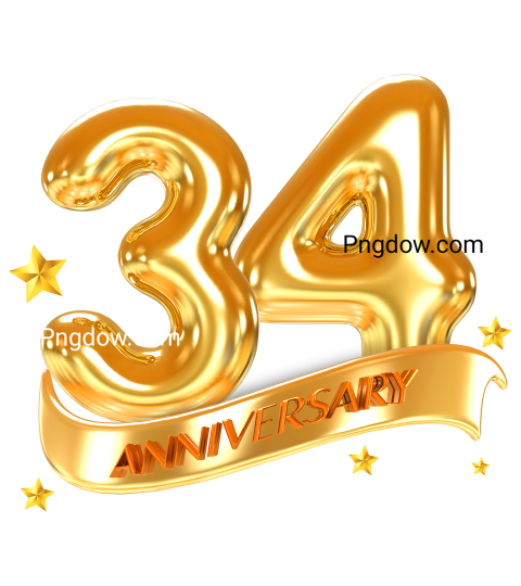Free Vector, 34 year anniversary Transparent Background