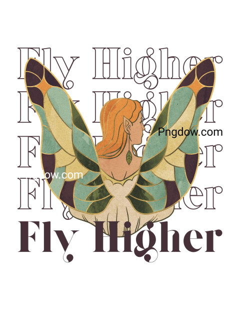 Green Brown Illustrated Fairy Fly T Shirt