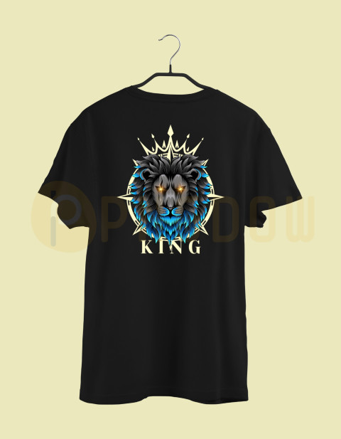 Stylish Blue and Yellow Minimal Lion T Shirt Design | Stand Out in Style
