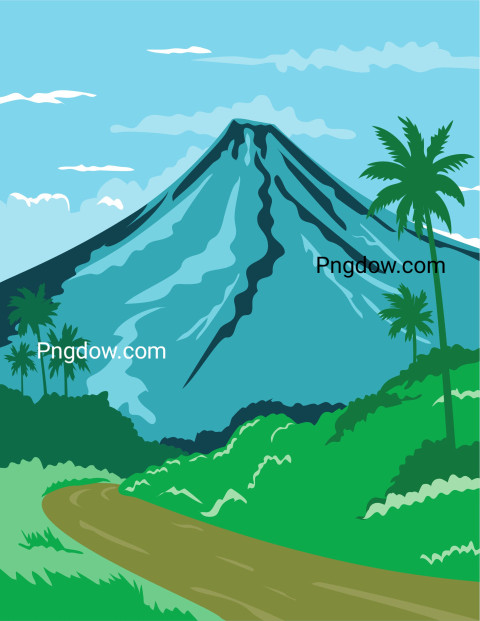 Mayon Volcano View ,vector image For Free