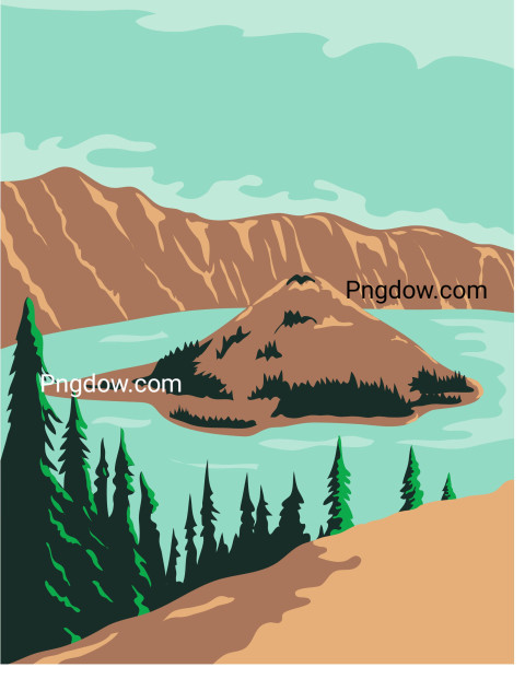 Crater Lake National Park ,vector image For Free
