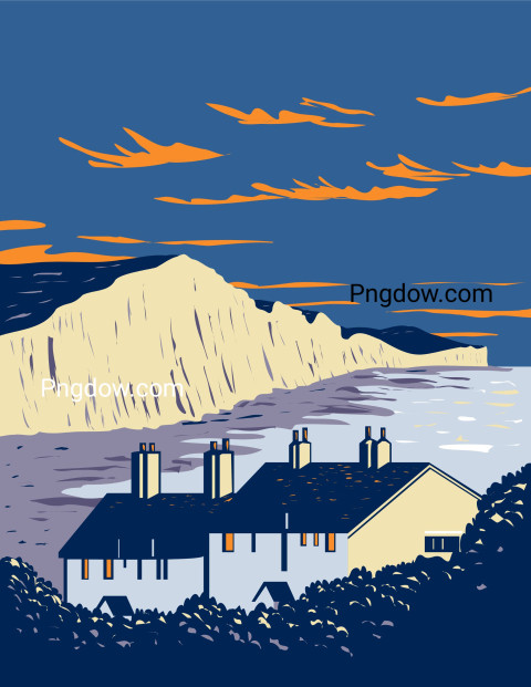 Seven Sisters Chalk Cliffs Illustration ,vector image For Free