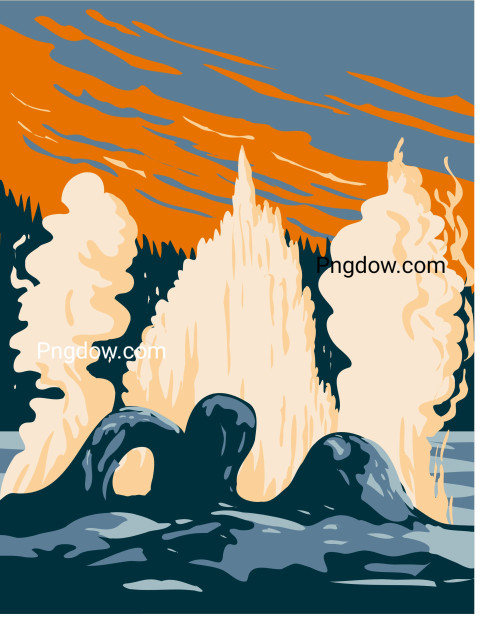 Grotto Geyser a Fountain Illustration ,vector image For Free
