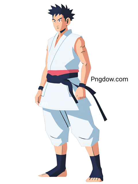 Anime character in white clothes and black belt, Gojo PNG