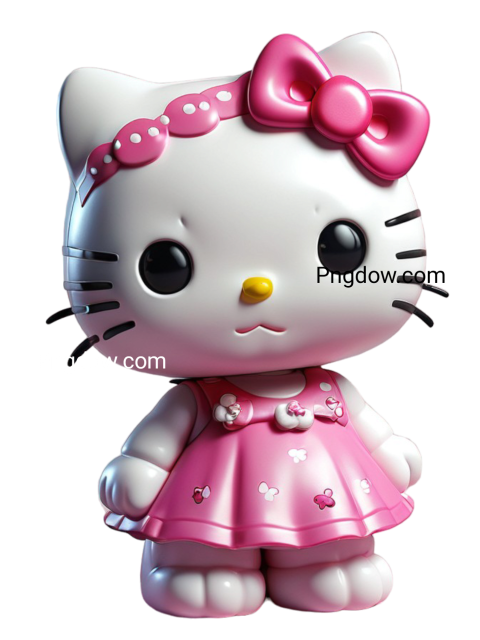 Adorable Hello Kitty figurine wearing a pink dress, ideal for fans of the popular Japanese character