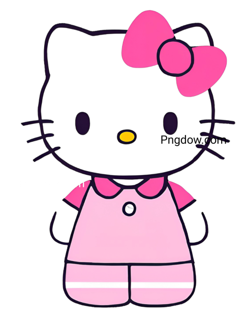 Hello Kitty cartoon character with a pink bow, free PNG image