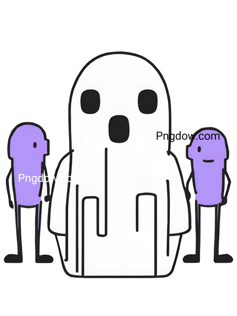 A ghost and two purple crewmates standing together in a group, among us png