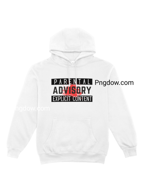 A black hoodie with Parental Advisory in white text, featuring an experimental design
