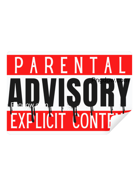 Parental advisory sticker on transparent background
