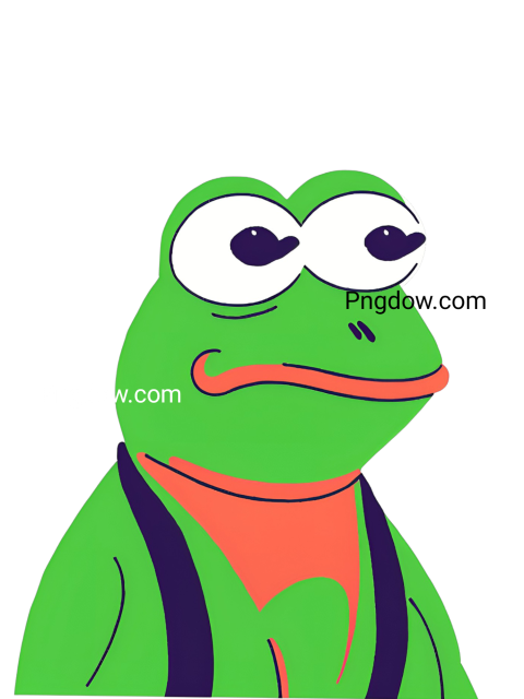 Cartoon frog on black background, inspired by Pepe the Frog, transparent Png