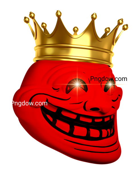 red Troll face with regal crown, Troll Face png