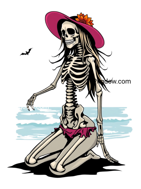 Beach Halloween Skeleton Zombie Girl PNG