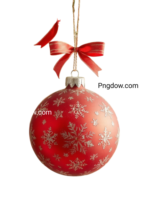 A red Christmas ornament adorned with a bow and ribbon, designed for transparent holiday decoration