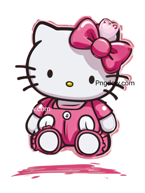 A delightful Hello Kitty figurine wearing a pink dress, embodying cuteness with her recognizable bow and joyful face