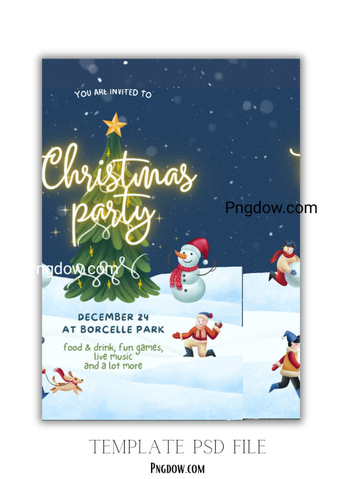 Blue and White Playful Christmas Party Invitation