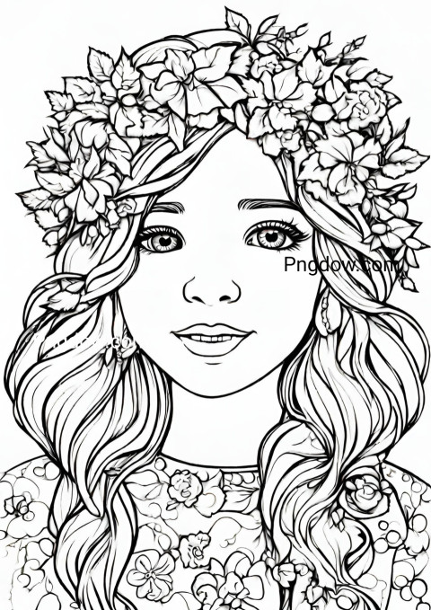 Delightful Floral Wreath Printable Coloring Pages for Girls