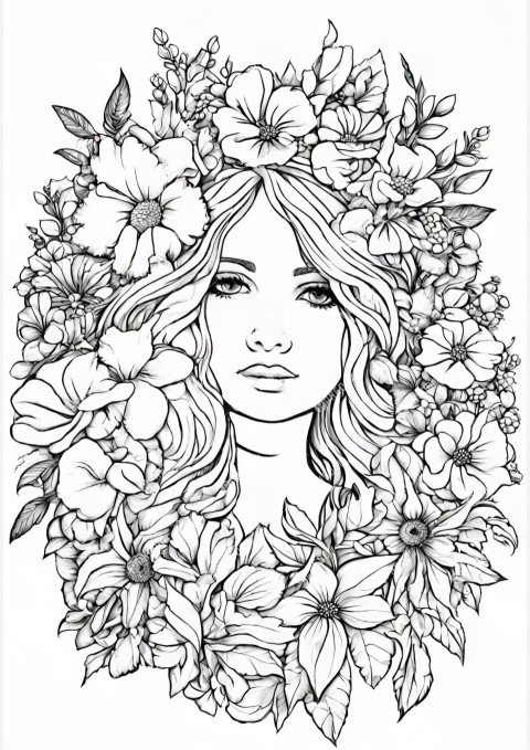 Beautiful Floral Wreath Printable Coloring Pages for Girls - Photo ...