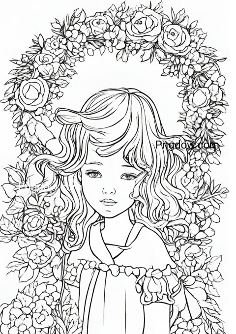 Beautiful Floral Wreath Coloring Pages for Girls   Download and Print