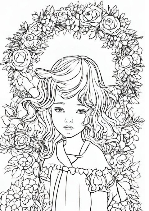 Beautiful Floral Wreath Coloring Pages for Girls   Download and Print