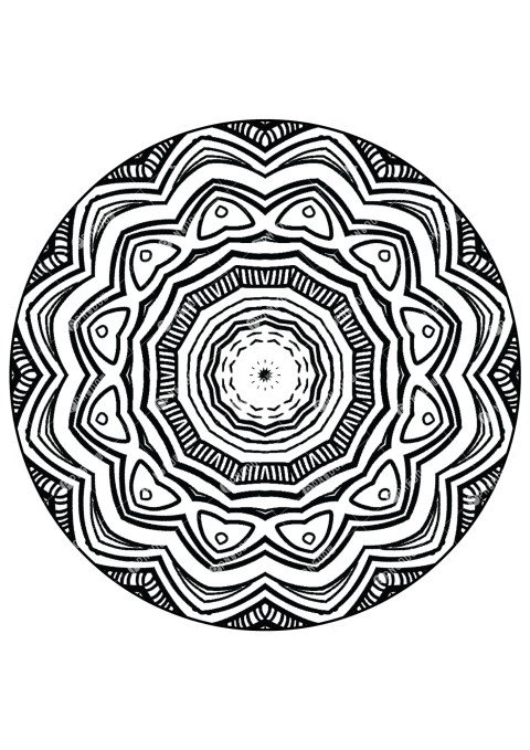 Printable Mandala Floral Wreath coloring page free