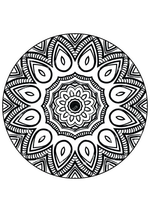 Printable Mandala Floral Wreath coloring page A4