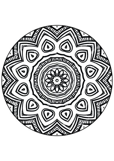 Printable Mandala Floral Wreath coloring page