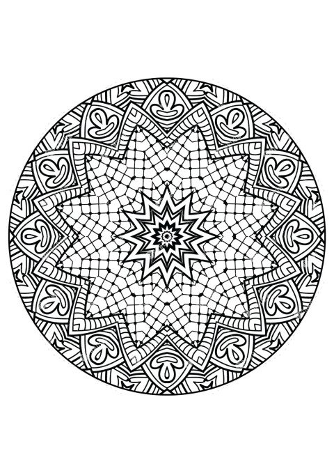 Printable Mandala Pattern Coloring Page, free