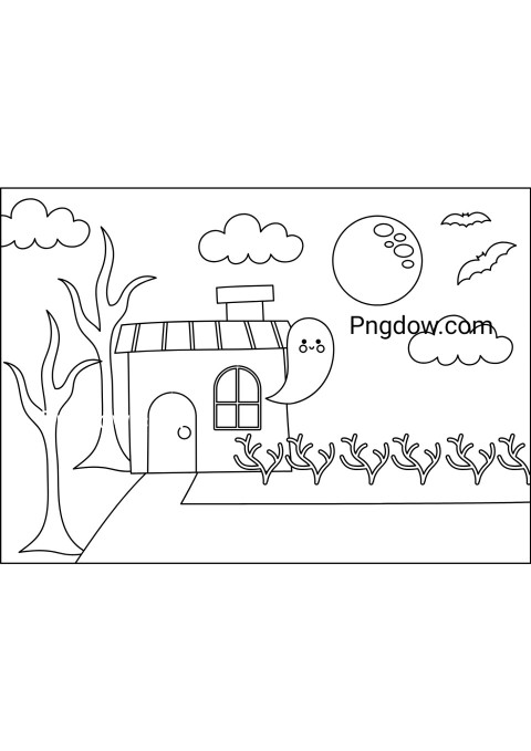 Haunted house coloring page