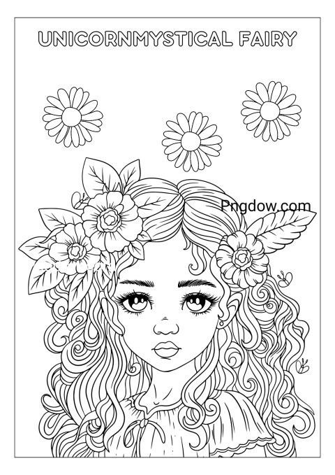 Hand Drawn Mystical Fairy Coloring Page
