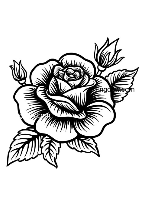 Monochrome rose sketch on flower drawing page