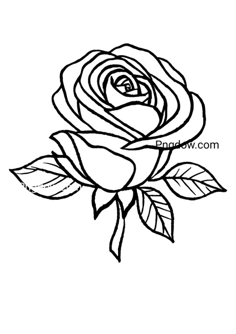 Black and white sketch of a rose on a white surface