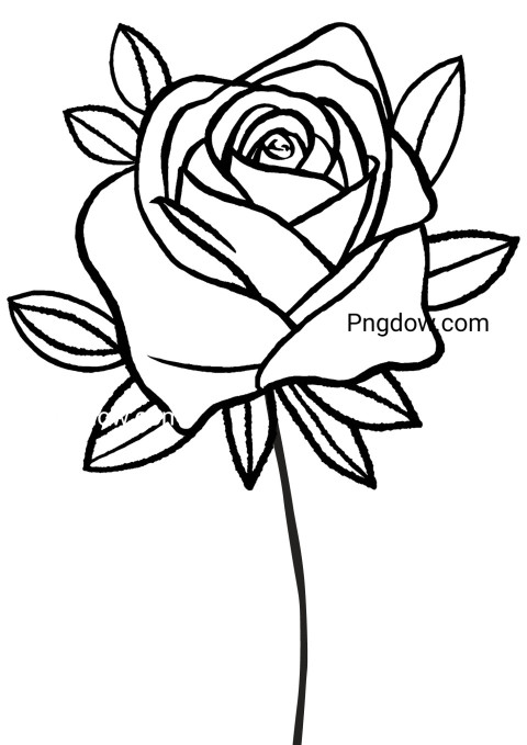 Rose drawing in grayscale on flower themed paper