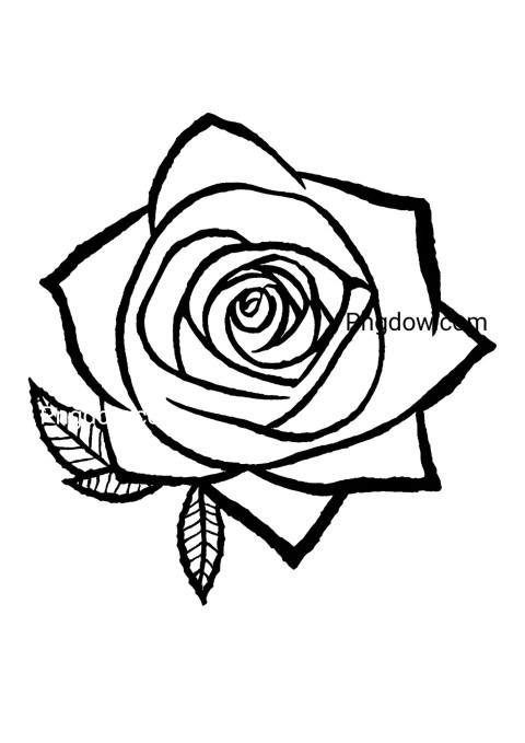 Black and white rose illustration on white surface, flower drawing page