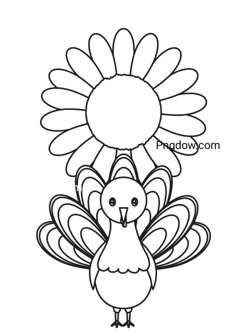 Thanksgiving coloring pages for kids featuring a sunflower drawing