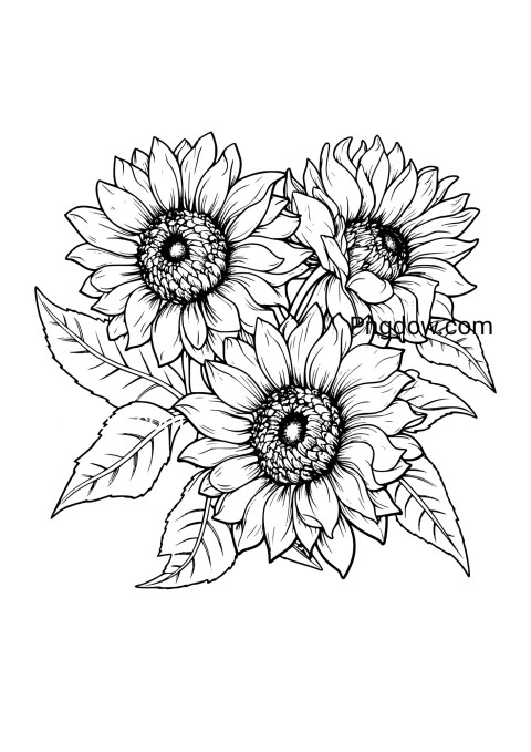 Sunflower drawing coloring page with intricate details for relaxing and creative coloring fun