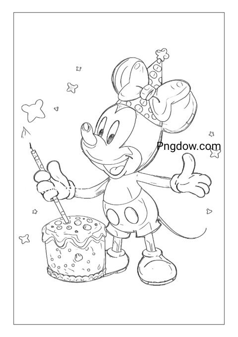 Mickey Mouse Birthday Coloring Page