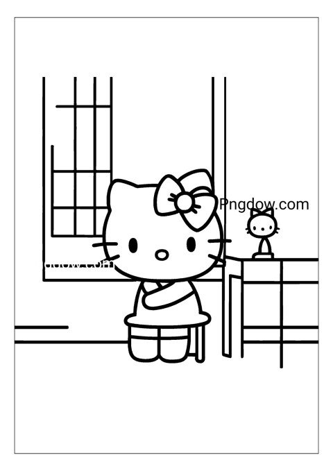 hello kitty, coloring page for free download