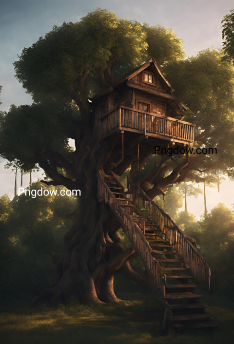 A tree house, cinematic lighting