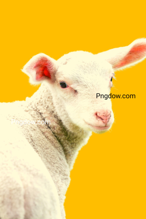 A potrait of cute animal sheep with large empty background (5)