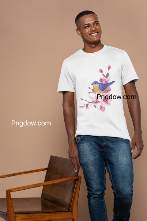 Cherry Blossom and Bird Watercolor t shirt, design
