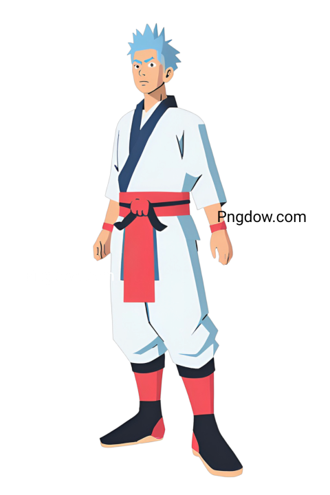 Blue haired anime character wearing red shoes, Gojo png