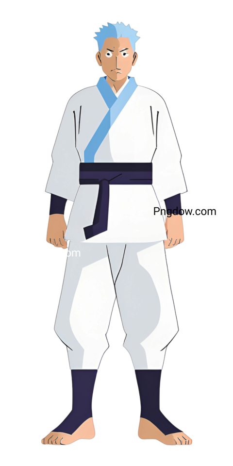 A cartoon character in a white kimono, Gojo PNG