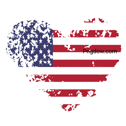 Heart shaped design featuring the American flag, showcasing stars and stripes in a vibrant, patriotic display