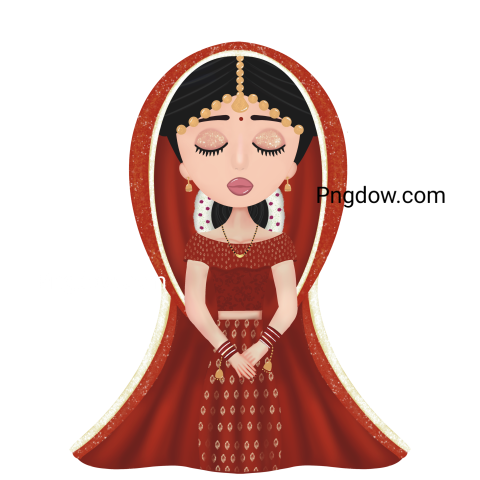 Bride and groom cute couple indian dress cartoon character (49)